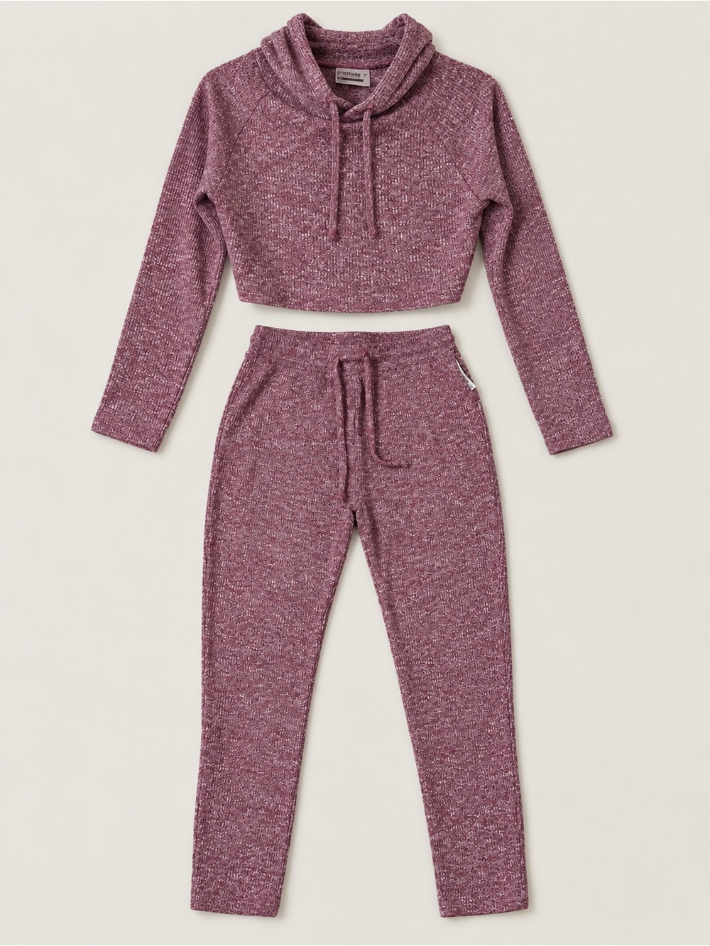 Gymshark Berry Marl Slounge Set cropped Hoodie & Drawstring Joggers Set